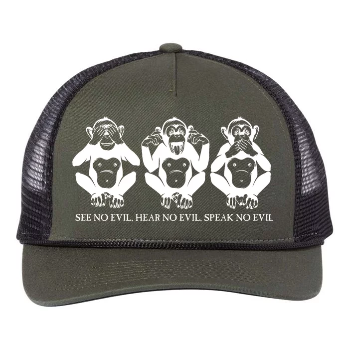 The three wise monkeys Retro Rope Trucker Hat Cap