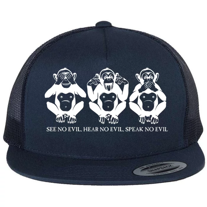 The three wise monkeys Flat Bill Trucker Hat