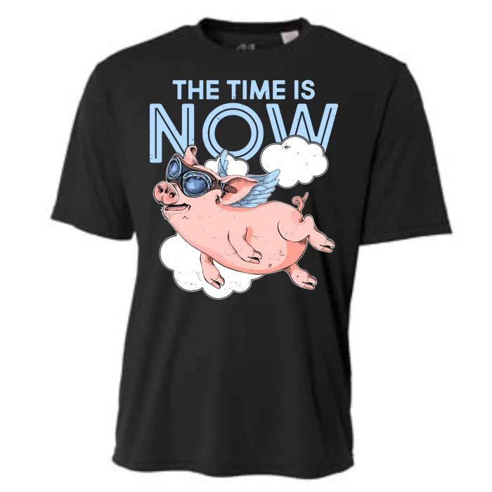 The Time Is Now Flying Pig Cooling Performance Crew T-Shirt