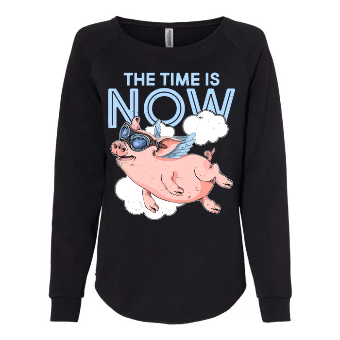 The Time Is Now Flying Pig Womens California Wash Sweatshirt