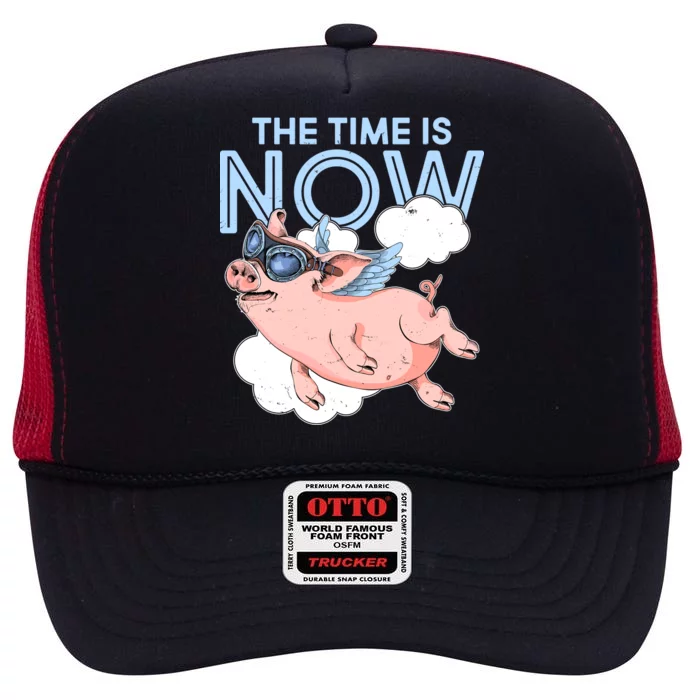 The Time Is Now Flying Pig High Crown Mesh Trucker Hat