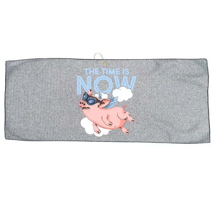 The Time Is Now Flying Pig Large Microfiber Waffle Golf Towel