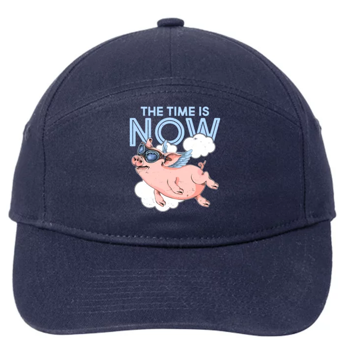 The Time Is Now Flying Pig 7-Panel Snapback Hat