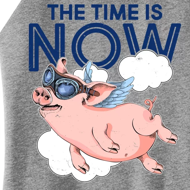 The Time Is Now Flying Pig Women’s Perfect Tri Rocker Tank