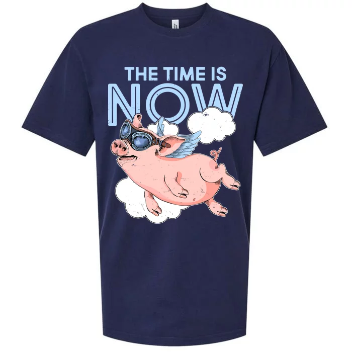 The Time Is Now Flying Pig Sueded Cloud Jersey T-Shirt