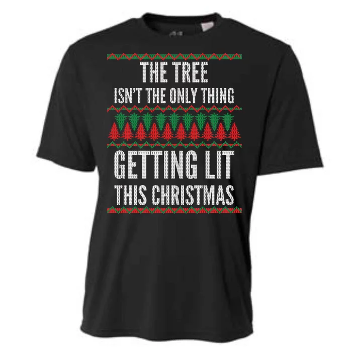 The Tree Isn't The Only Thing Getting Lit Ugly Christmas Cooling Performance Crew T-Shirt