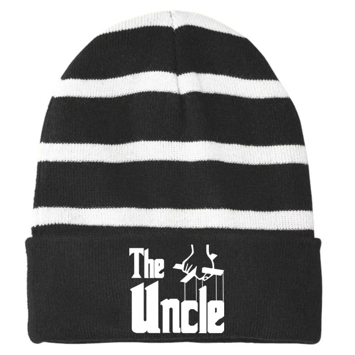 The Uncle Logo Striped Beanie with Solid Band