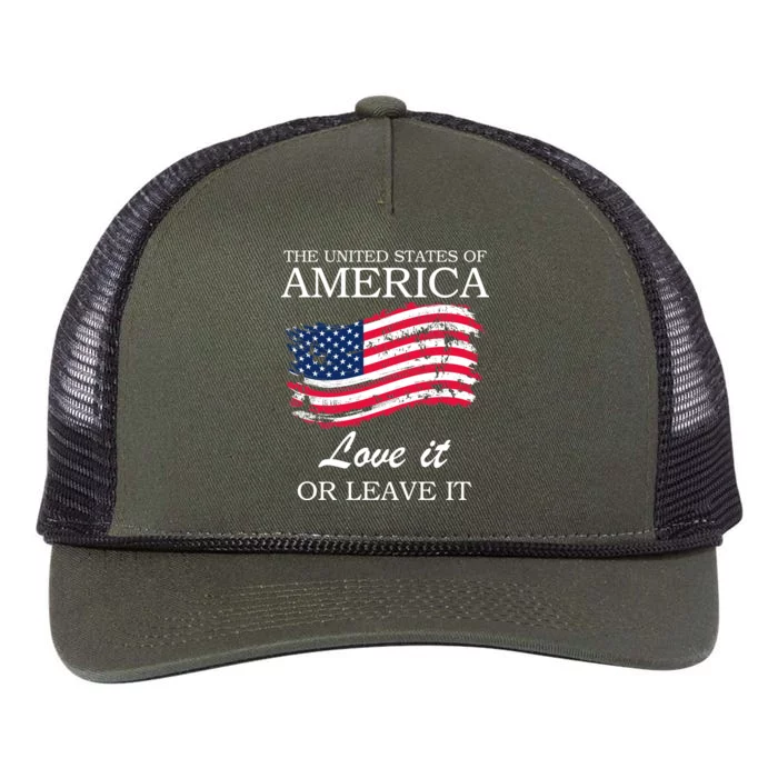 The USA Love It Or Leave It Retro Rope Trucker Hat Cap