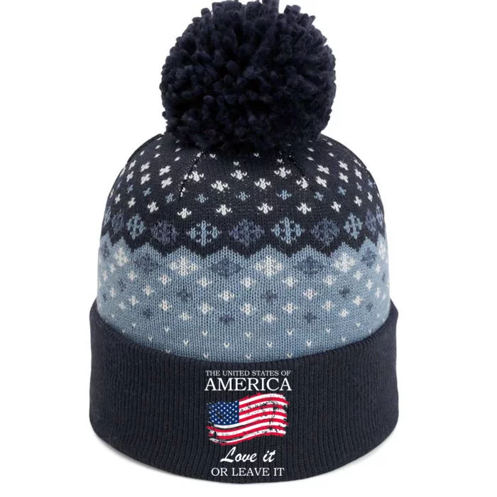 The USA Love It Or Leave It The Baniff Cuffed Pom Beanie