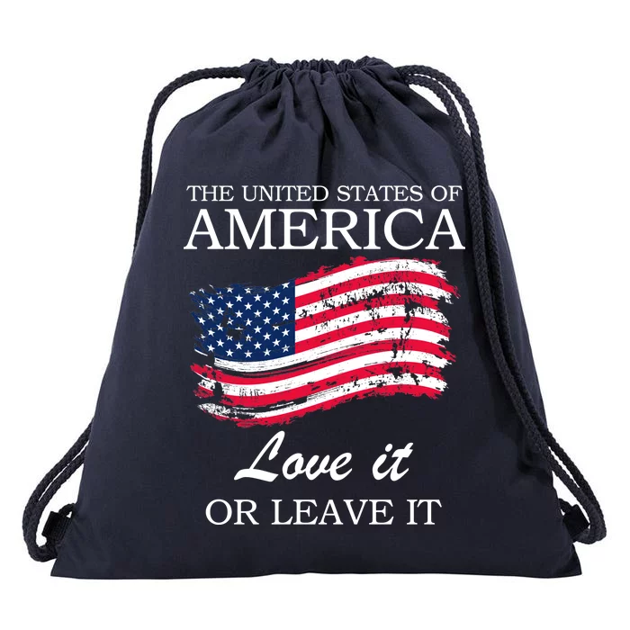 The USA Love It Or Leave It Drawstring Bag