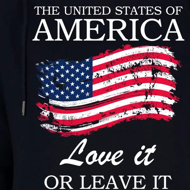 The USA Love It Or Leave It Womens Funnel Neck Pullover Hood