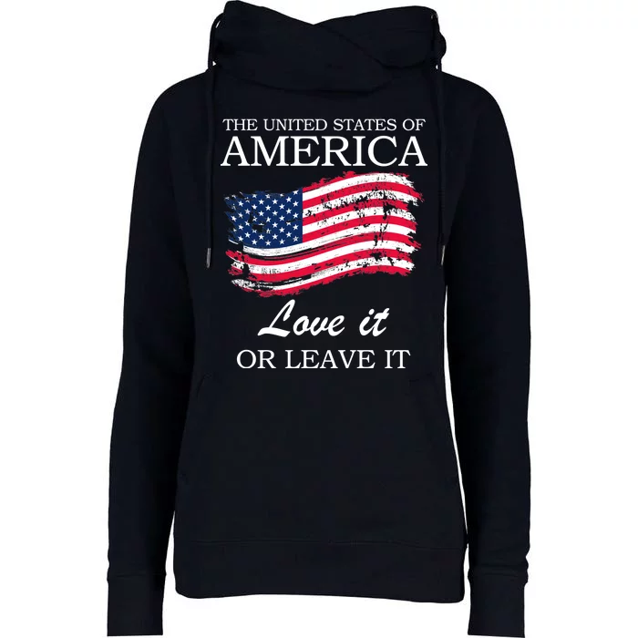 The USA Love It Or Leave It Womens Funnel Neck Pullover Hood