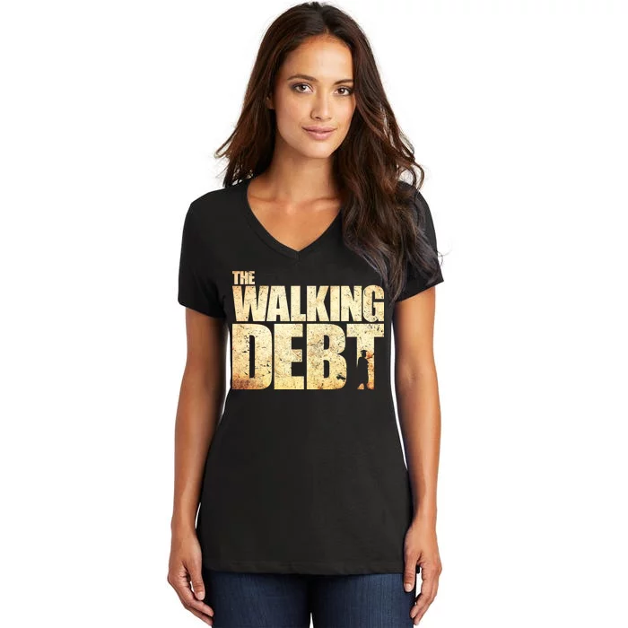 The Walking Debt Women's V-Neck T-Shirt