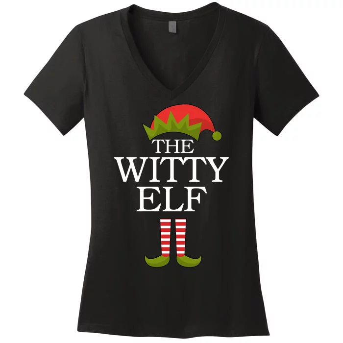 The Witty Elf Matching Christmas Women's V-Neck T-Shirt