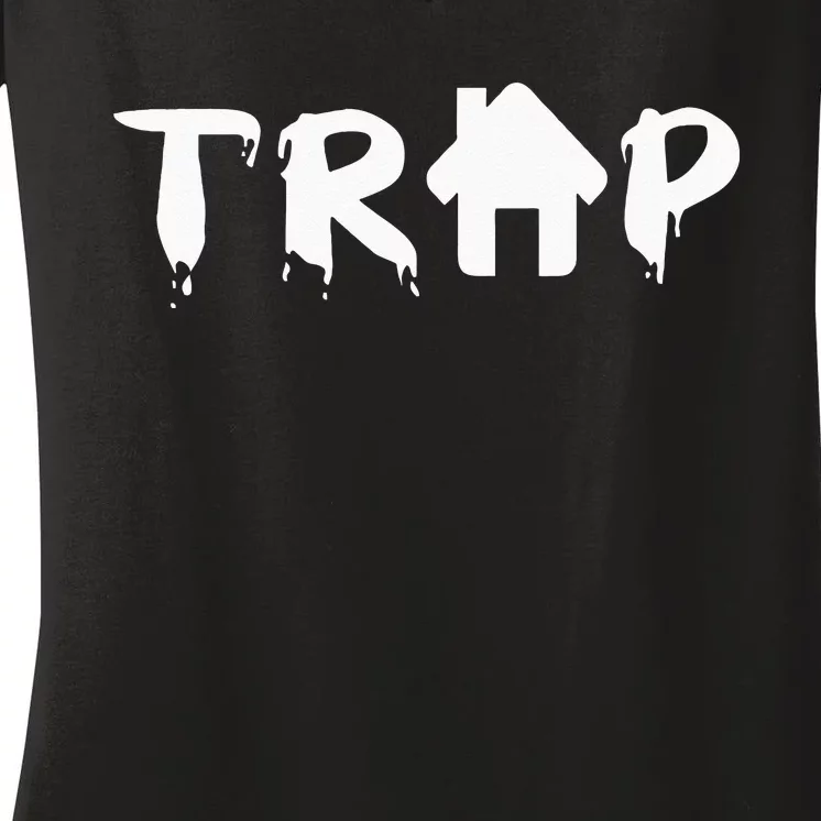 Trap House EDM Rave Festival Costume Outfit Dance Music Women's V-Neck T-Shirt