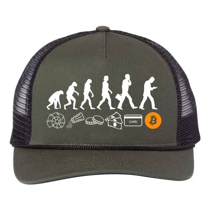 The Human Evolution Of Money Bitcoin Retro Rope Trucker Hat Cap