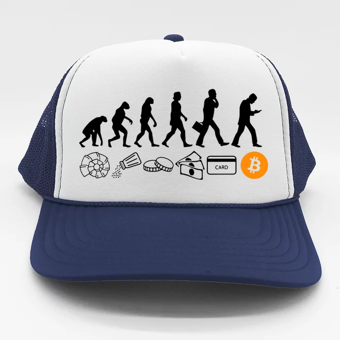 The Human Evolution Of Money Bitcoin Trucker Hat