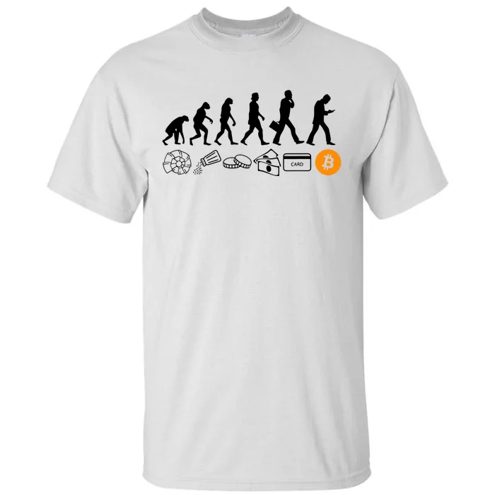 The Human Evolution Of Money Bitcoin Tall T-Shirt