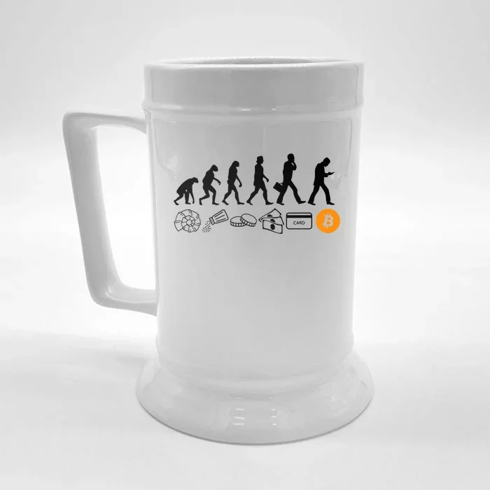 The Human Evolution Of Money Bitcoin Front & Back Beer Stein