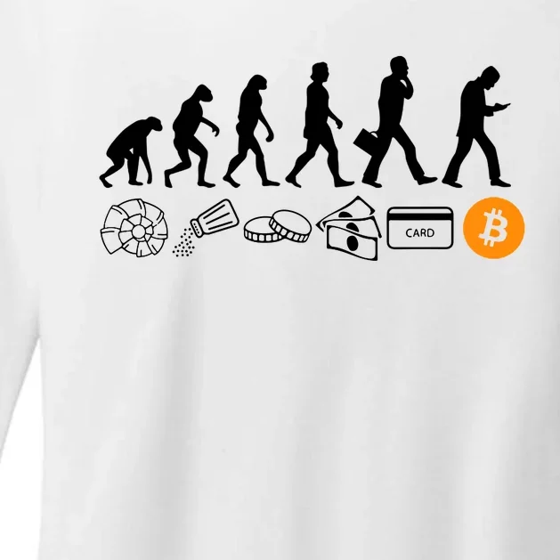 The Human Evolution Of Money Bitcoin Womens CVC Long Sleeve Shirt