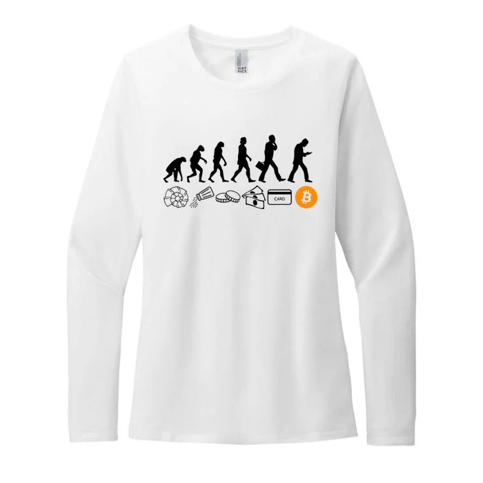 The Human Evolution Of Money Bitcoin Womens CVC Long Sleeve Shirt