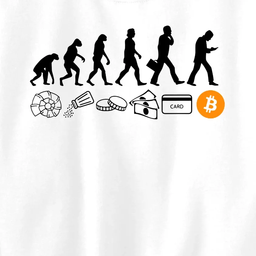 The Human Evolution Of Money Bitcoin Kids Sweatshirt