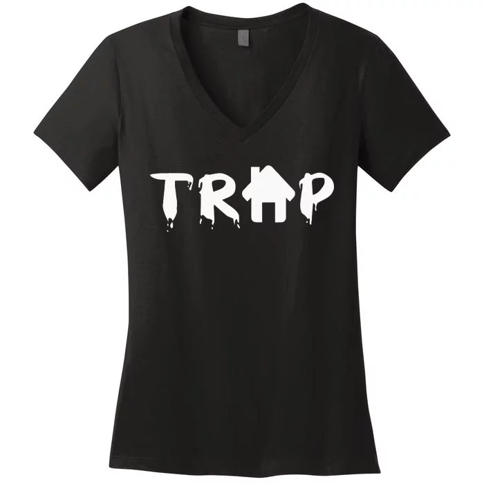 Trap House EDM Rave Festival Costume Outfit Dance Music Women's V-Neck T-Shirt