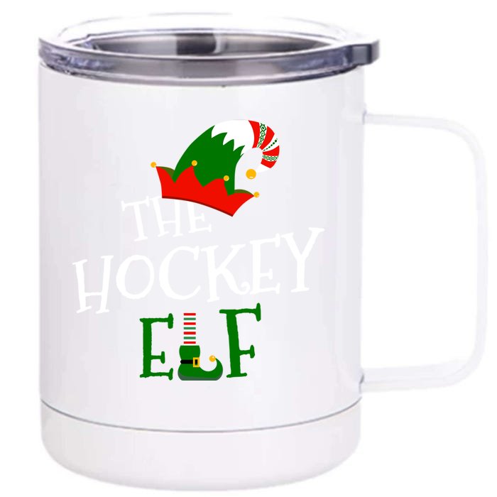 The Hockey Elf Family Matching Group Gift Christmas Costume Gift Front & Back 12oz Stainless Steel Tumbler Cup