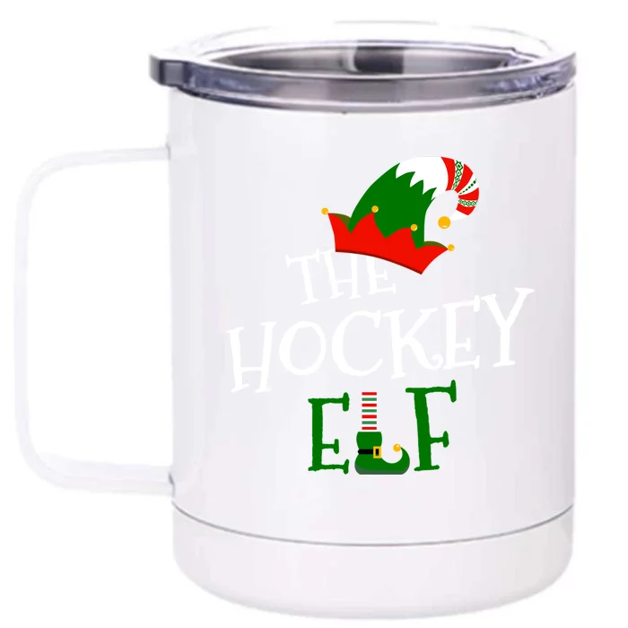 The Hockey Elf Family Matching Group Gift Christmas Costume Gift Front & Back 12oz Stainless Steel Tumbler Cup