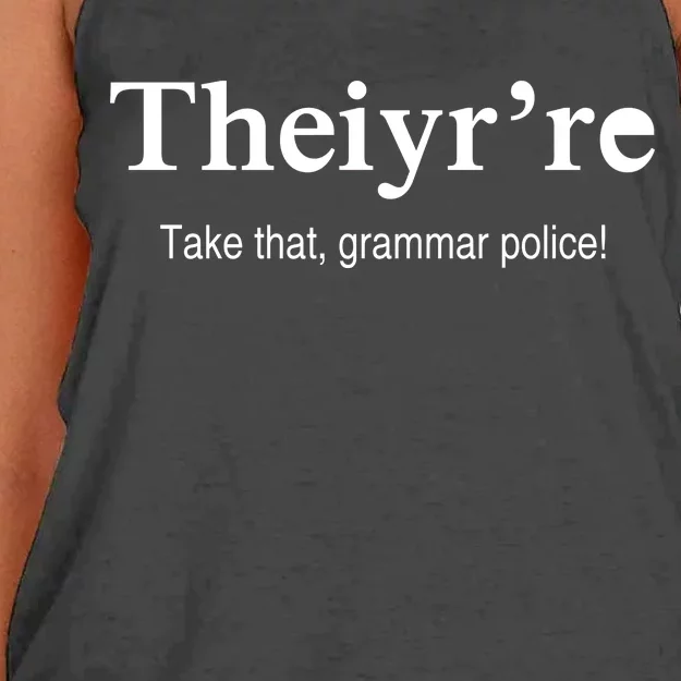 Theiy're Take That Grammar Police Women's Knotted Racerback Tank