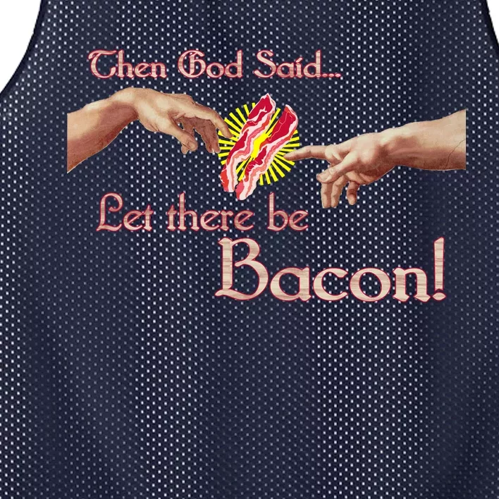 Then God Said Let There Be Bacon Mesh Reversible Basketball Jersey Tank