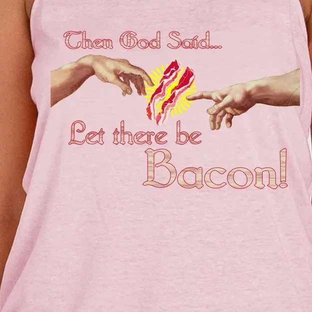 Then God Said Let There Be Bacon Women's Knotted Racerback Tank