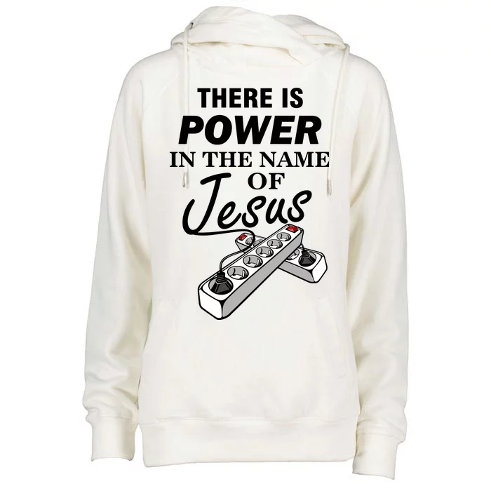 There Is Power In The Name of Jesus Womens Funnel Neck Pullover Hood