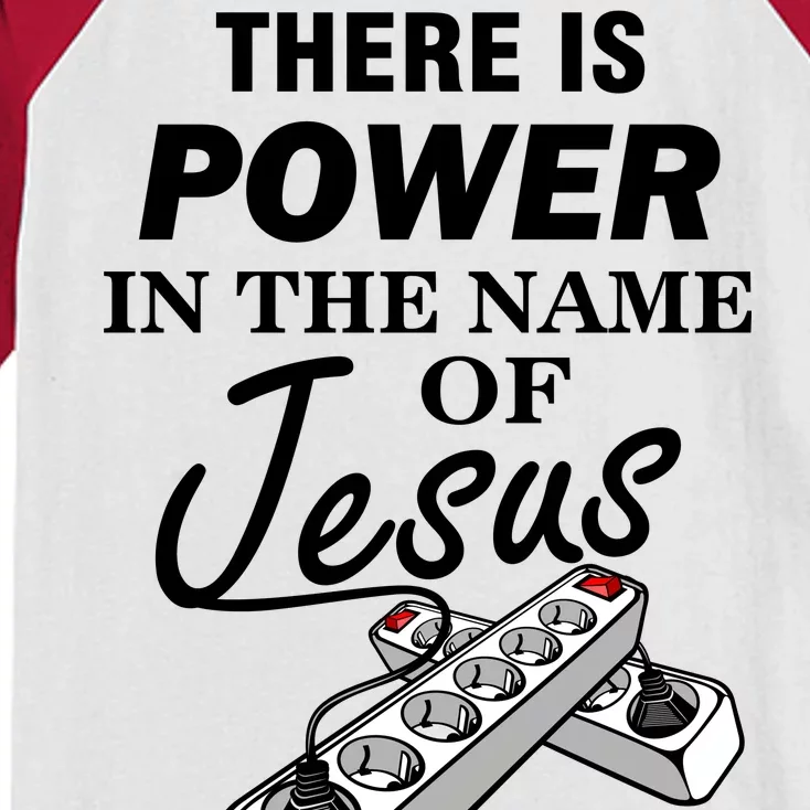 There Is Power In The Name of Jesus Kids Colorblock Raglan Jersey