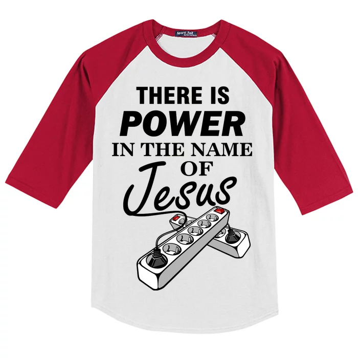 There Is Power In The Name of Jesus Kids Colorblock Raglan Jersey