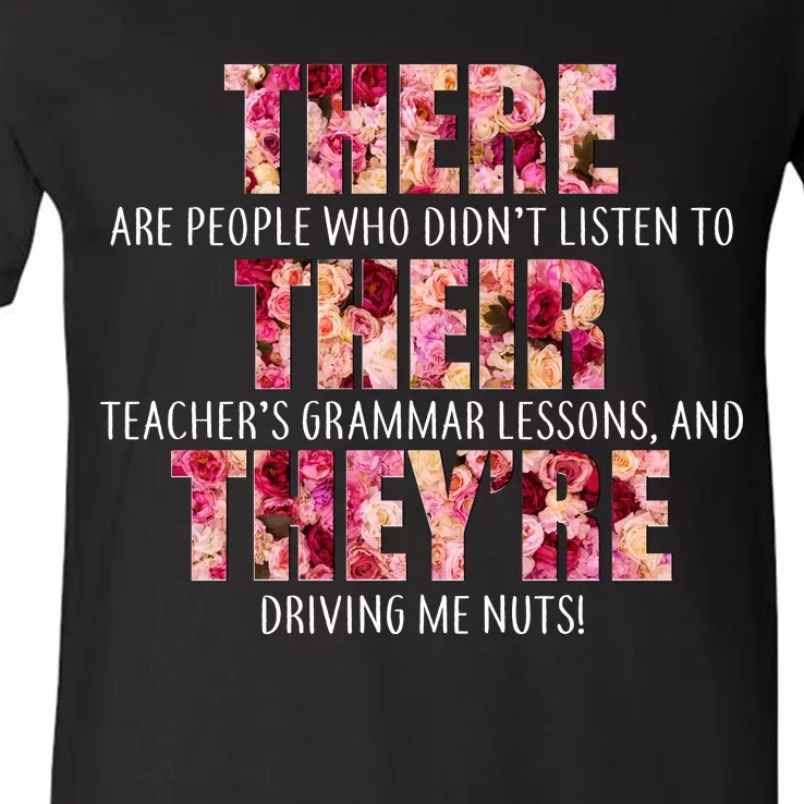 There Their They're Grammar Lessons V-Neck T-Shirt