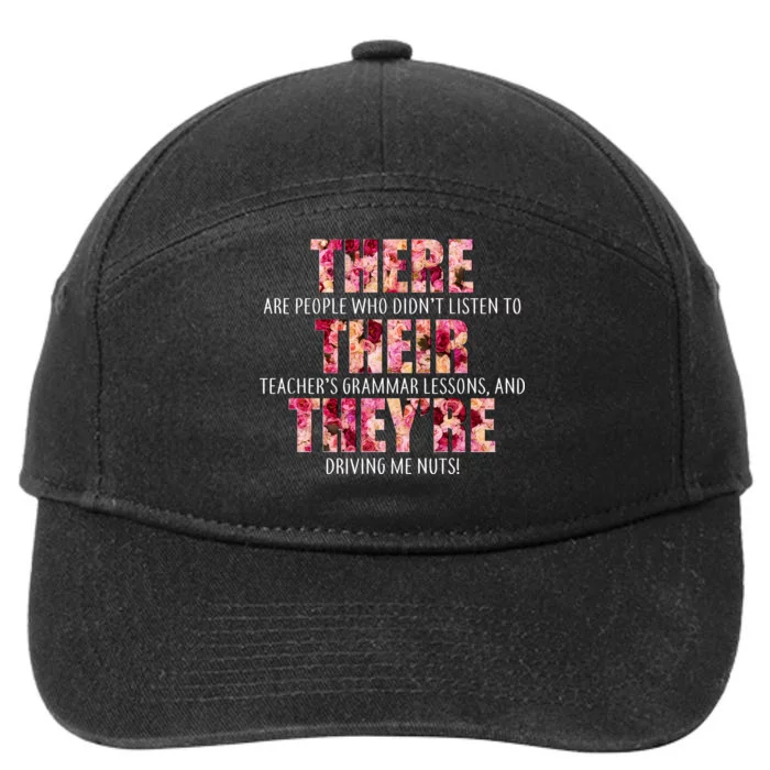 There Their They're Grammar Lessons 7-Panel Snapback Hat