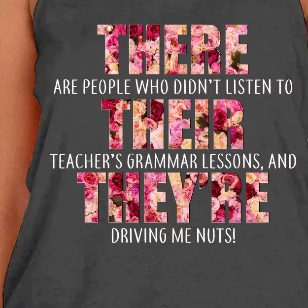 There Their They're Grammar Lessons Women's Knotted Racerback Tank