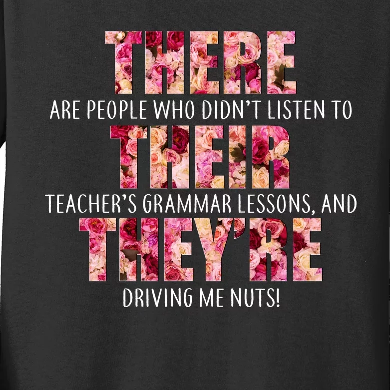 There Their They're Grammar Lessons Kids Long Sleeve Shirt