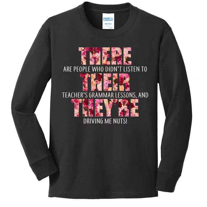 There Their They're Grammar Lessons Kids Long Sleeve Shirt