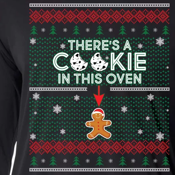 There's A Cookie In This Oven Ugly Christmas Sweater Cooling Performance Long Sleeve Crew