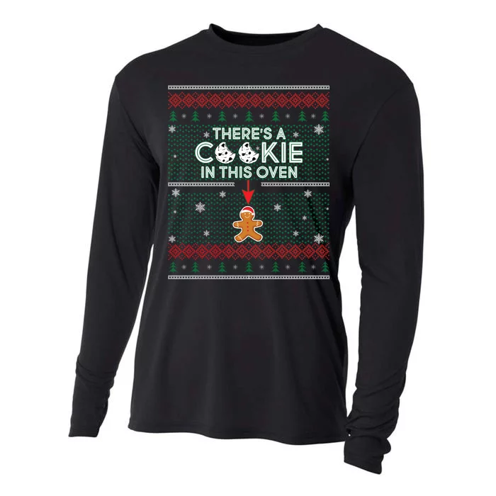 There's A Cookie In This Oven Ugly Christmas Sweater Cooling Performance Long Sleeve Crew