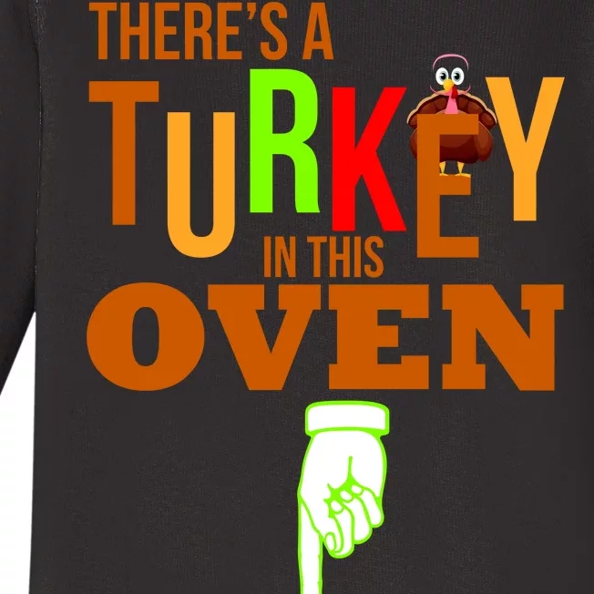 There's A Turkey In This Oven Baby Long Sleeve Bodysuit