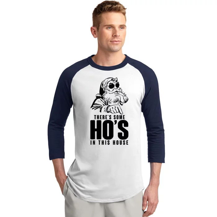 There's Some Ho's In This House Funny Vintage Christmas Baseball Sleeve Shirt