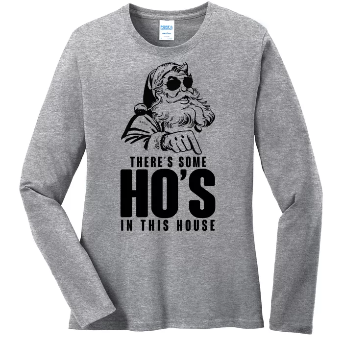 There's Some Ho's In This House Funny Vintage Christmas Ladies Long Sleeve Shirt