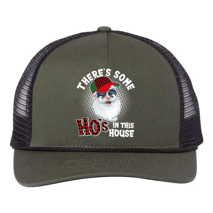 There's Some Ho's In This House Plaid Santa Retro Rope Trucker Hat Cap