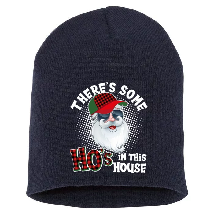 There's Some Ho's In This House Plaid Santa Short Acrylic Beanie