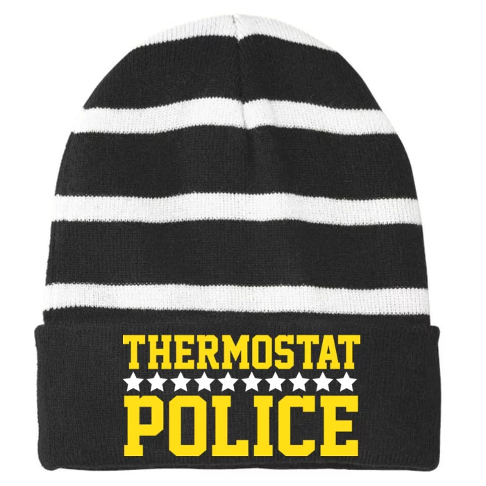 Thermostat Police Striped Beanie with Solid Band