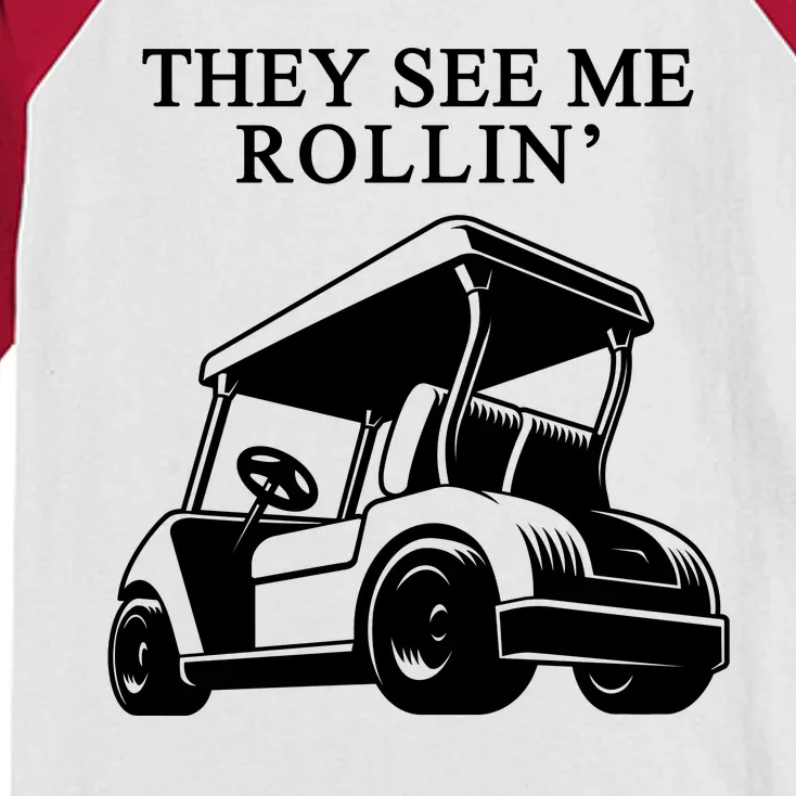 They See Me Rollin Funny Golf Cart Kids Colorblock Raglan Jersey