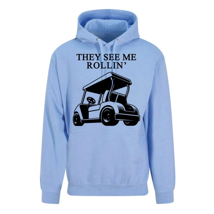 They See Me Rollin Funny Golf Cart Unisex Surf Hoodie